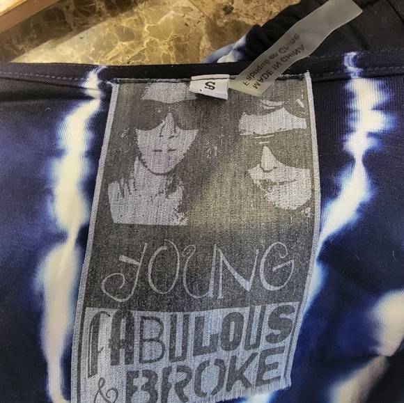 Young fabulous & Broke Romper Small Tie Dye Elastic Waist Roll Tab Sleeves Blue - Picture 7 of 12